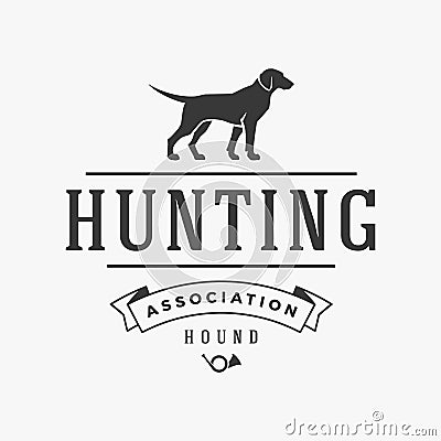 Hunting hound club silhouette vector logo. Associations for breeding and training specially trained black dogs for Vector Illustration