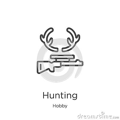 hunting icon vector from hobby collection. Thin line hunting outline icon vector illustration. Outline, thin line hunting icon for Vector Illustration