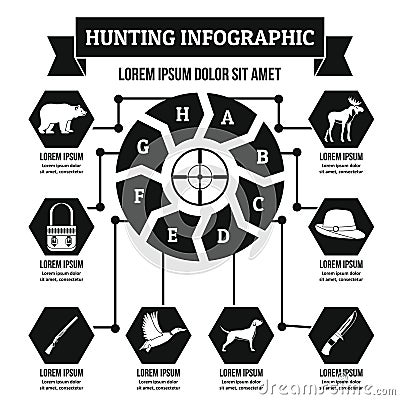 Hunting infographic concept, simple style Vector Illustration