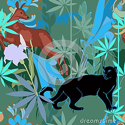 Hunting in jungle Vector Illustration