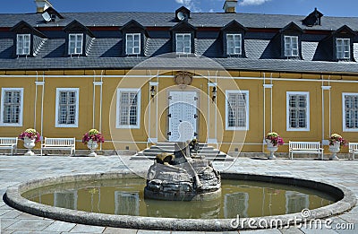 Hunting Kozel castle - fountain view Stock Photo