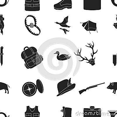 Hunting pattern icons in black style. Big collection of hunting vector symbol stock illustration Vector Illustration