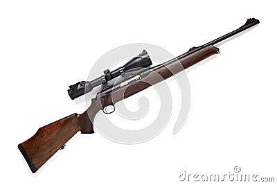 Hunting rifle isolated on white background. Stock Photo