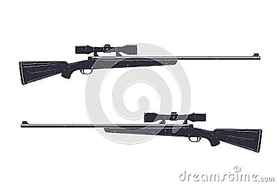 Hunting rifle with optical sight, sniper rifle Vector Illustration