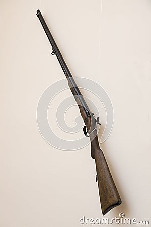 Hunting rifle in a rich ataman house. 19 century Editorial Stock Photo