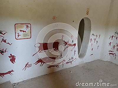 Hunting scenes from neolithic paintings of Catalhoyuk Editorial Stock Photo