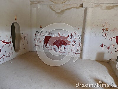 Hunting scenes from neolithic paintings of Catalhoyuk Editorial Stock Photo