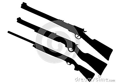 Hunting shotguns in a set. Vector Illustration