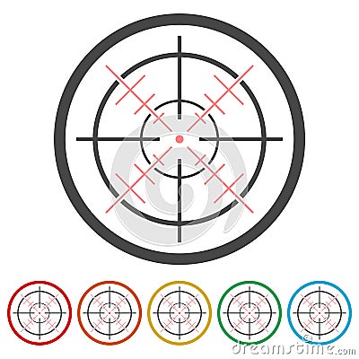 Hunting sight targets, Crosshair icon, 6 Colors Included Vector Illustration