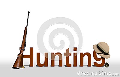 Hunting Sign with Rifle and Hat Stock Photo