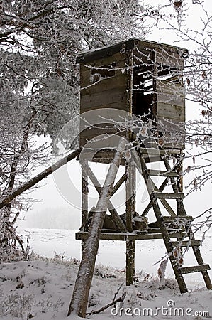 Hunting Tower at Winter Stock Photo