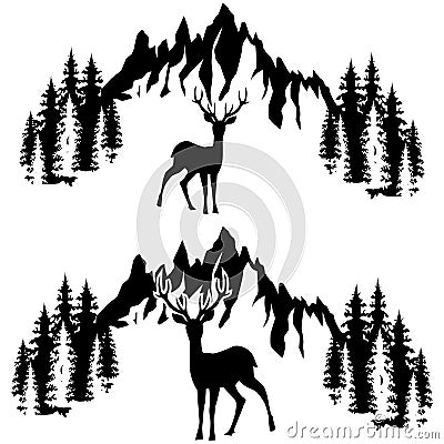 Hunting vector icon set. wildlife illustration sign collection. deer symbol. Cartoon Illustration