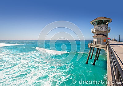 Huntington beach main lifeguard tower Surf City California Stock Photo