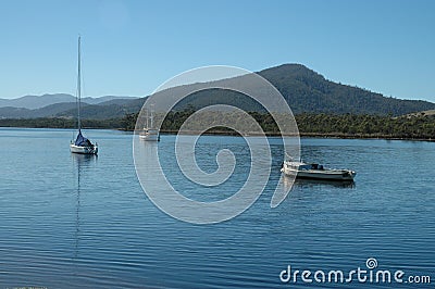 Huon River boats Stock Photo