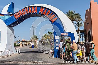 Hurghada marina entrance and exit. Touristic destination Editorial Stock Photo