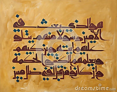 Hurofiyyat, arabic calligraphy written in Old Thulth Editorial Stock Photo