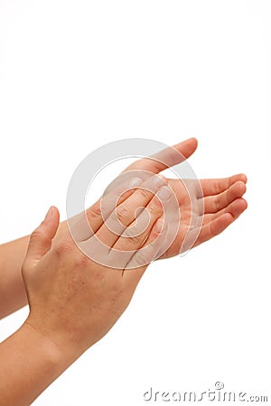 Hurra! Human hands clapping Stock Photo