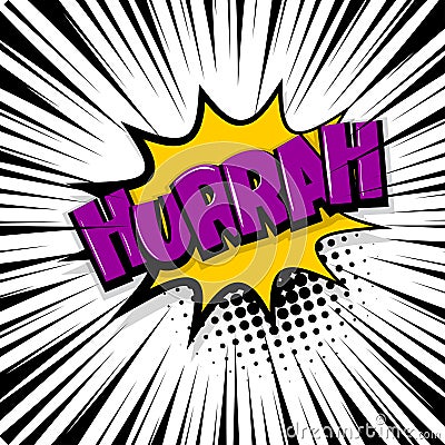 Hurrah comic text stripperd backdrop Vector Illustration