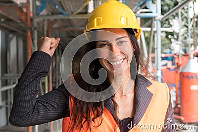 Hurrah on construction site Stock Photo