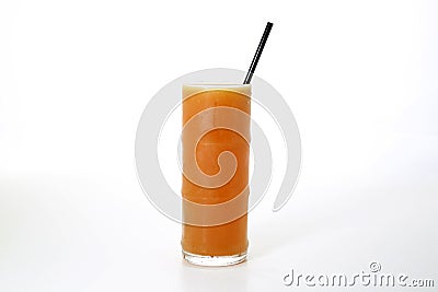 Hurricane cocktail and straw served in glass isolated on grey background side view of healthy morning arabic drink Stock Photo