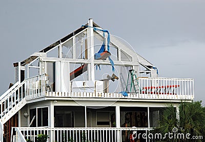 Hurricane Damaged beach house Stock Photo