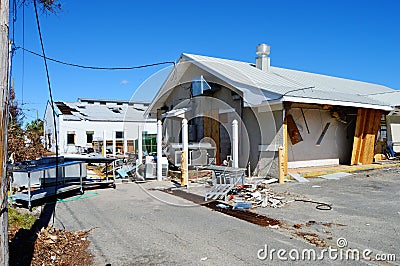 Hurricane damaged buildings Editorial Stock Photo