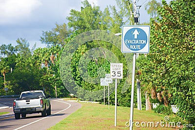 Hurricane evacuation route sign, Florida Stock Photo