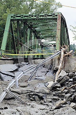 Hurricane Irene Destroyed Bridge Editorial Stock Photo