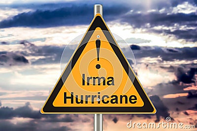 Hurricane Irma road sign concept, 3D rendering Stock Photo