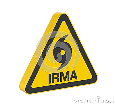 Hurricane Irma Warning Sign Isolated Stock Photo