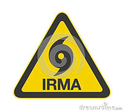 Hurricane Irma Warning Sign Isolated Stock Photo