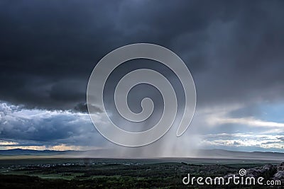 The hurricane and rain has fallen upon the steppe. Stock Photo