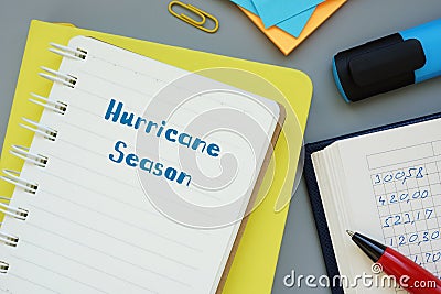 Hurricane Season sign on the sheet Stock Photo