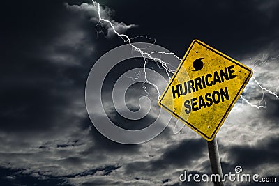 Hurricane Season Sign With Stormy Background Stock Photo