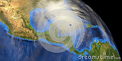 Hurricane shown from Space. Elements of this 3d illustration are furnished by NASA Stock Photo