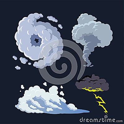 Hurricane storm surge tornado thunderstorm background Vector Illustration