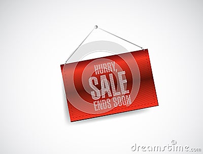 Hurry, sale ends soon hanging banner illustration Cartoon Illustration