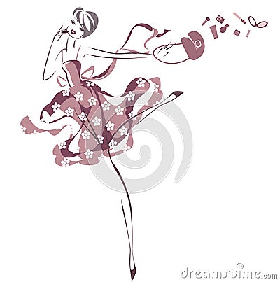 Hurrying girl Vector Illustration