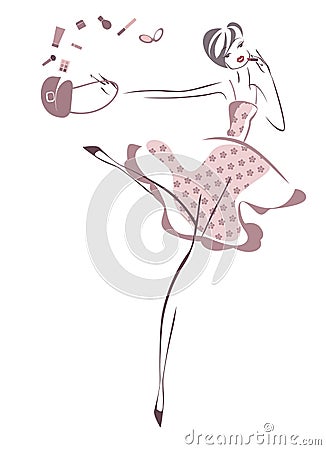 Hurrying girl Vector Illustration