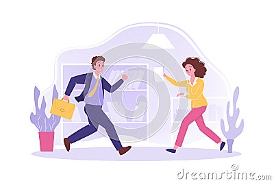 Hurrying people in office, business concept Vector Illustration