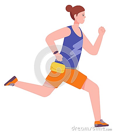 Hurrying woman side view. Urgent rush runner Vector Illustration
