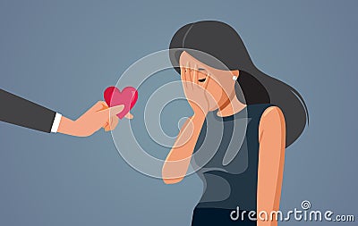 Unhappy Woman Rejecting Unwanted Love Advances Vector Cartoon Vector Illustration