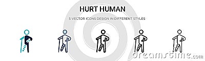 Hurt human icon in filled, thin line, outline and stroke style. Vector illustration of two colored and black hurt human vector Vector Illustration