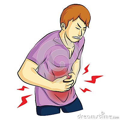 Hurt stomach pain Vector Illustration