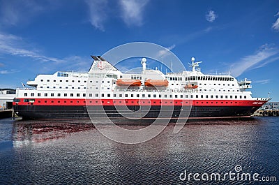 Hurtigruten coastal vessel KONG HARALD in Trondheim, Norway Editorial Stock Photo