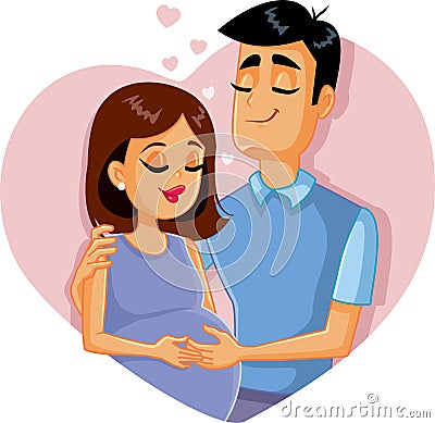 Young Family Expecting First Baby Illustration Vector Illustration