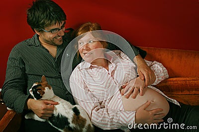 Husband and pregnant wife Stock Photo
