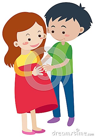 Husband and pregnant wife Vector Illustration