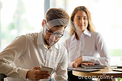 Husband secretly cheating on wife behind back Stock Photo