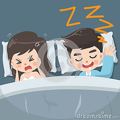 The husband snores loudly every night Vector Illustration